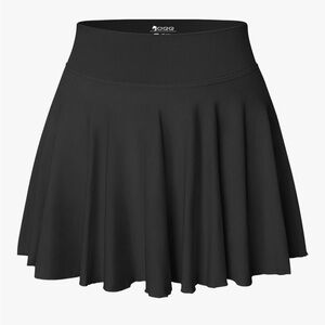 OQQ Black Ruffle Mini Skirt With Shorts. Elastic Stretch.‎ EUC  Women's Small